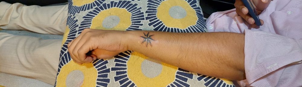 First tattoo session at a Lahore tattoo studio