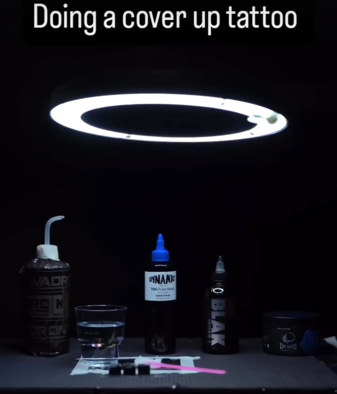 Sterile tattoo ink and hygiene supplies prepared at Devil Art Studio for Wapda Town clients