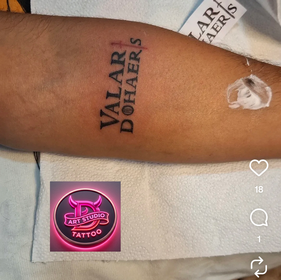 Custom script and symbolic tattoo by Devil Art Studio Lahore