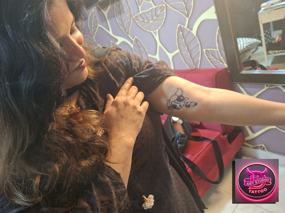 Small custom tattoo detail work at Devil Art Studio Lahore