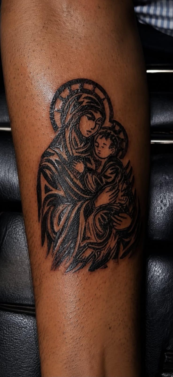 Top tier tattoo studio of Lahore showing a realistic religious portrait tattoo