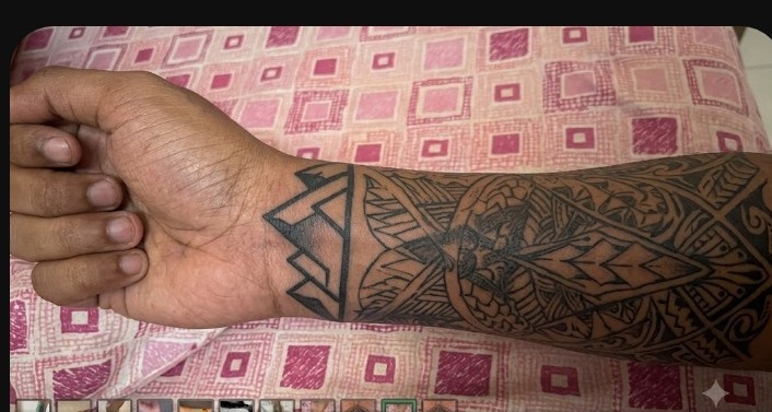 Precise, clean tattoo linework reflecting the sterile hygiene standards used at Devil Art Studio's piercing studio in Lahore